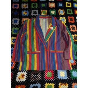 Vintage Over & Under Rainbow Striped Blazer Jacket